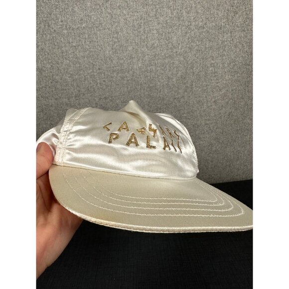 Vintage Ceasars Palace Adult Hat Baseball Cap Adjustable White Gold Satin Silky - Picture 5 of 15